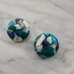 Confetti lucite vintage clip on earrings